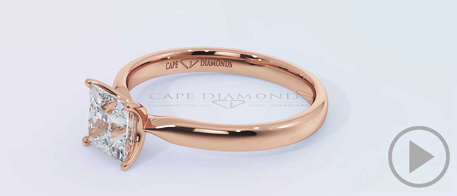 4 Claw Princess Cut Solitare Lab Grown Diamond Engagement Ring Rose Gold top video