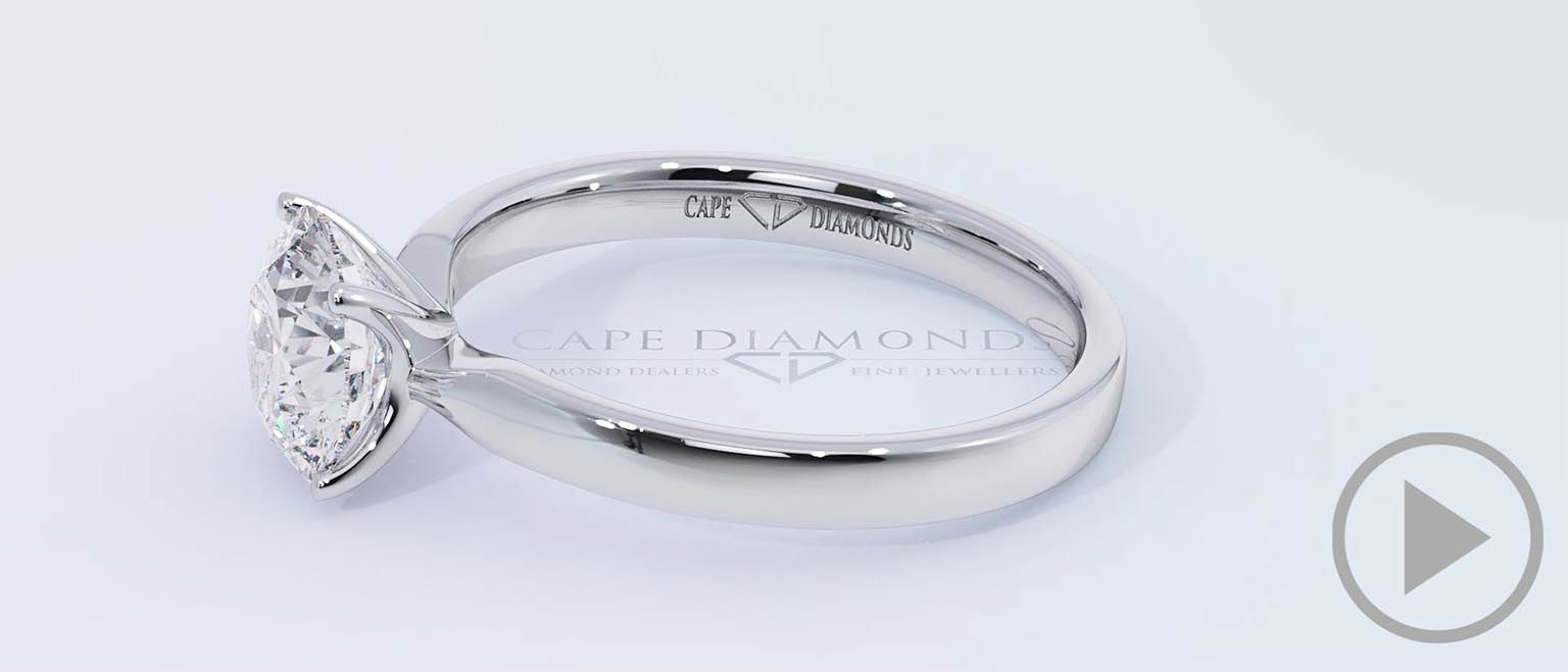 Four Claw Round Solitaire Natural Diamond Engagement Ring White Gold top video