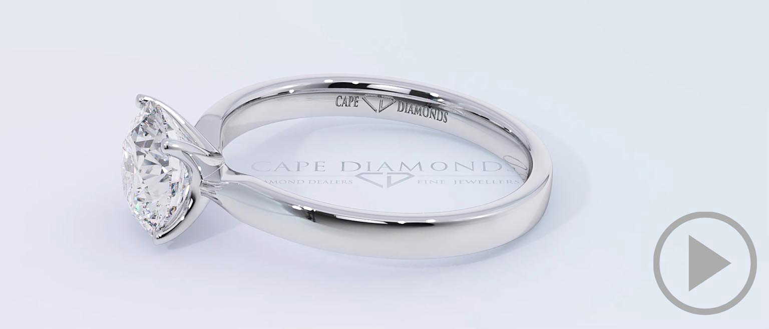 4 Claw Round Cut Solitare Lab Grown Diamond Engagement Ring White Gold top video
