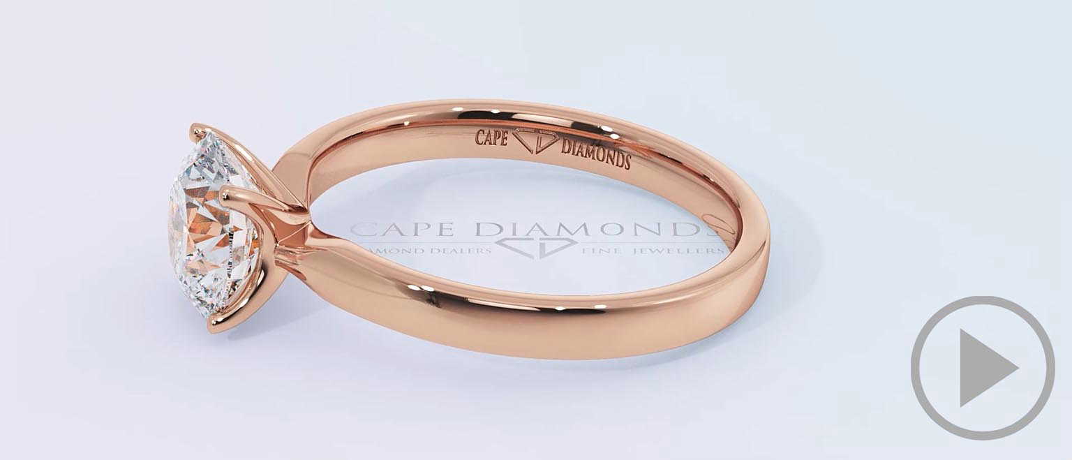 4 Claw Round Cut Solitare Lab Grown Diamond Engagement Ring Rose Gold top video