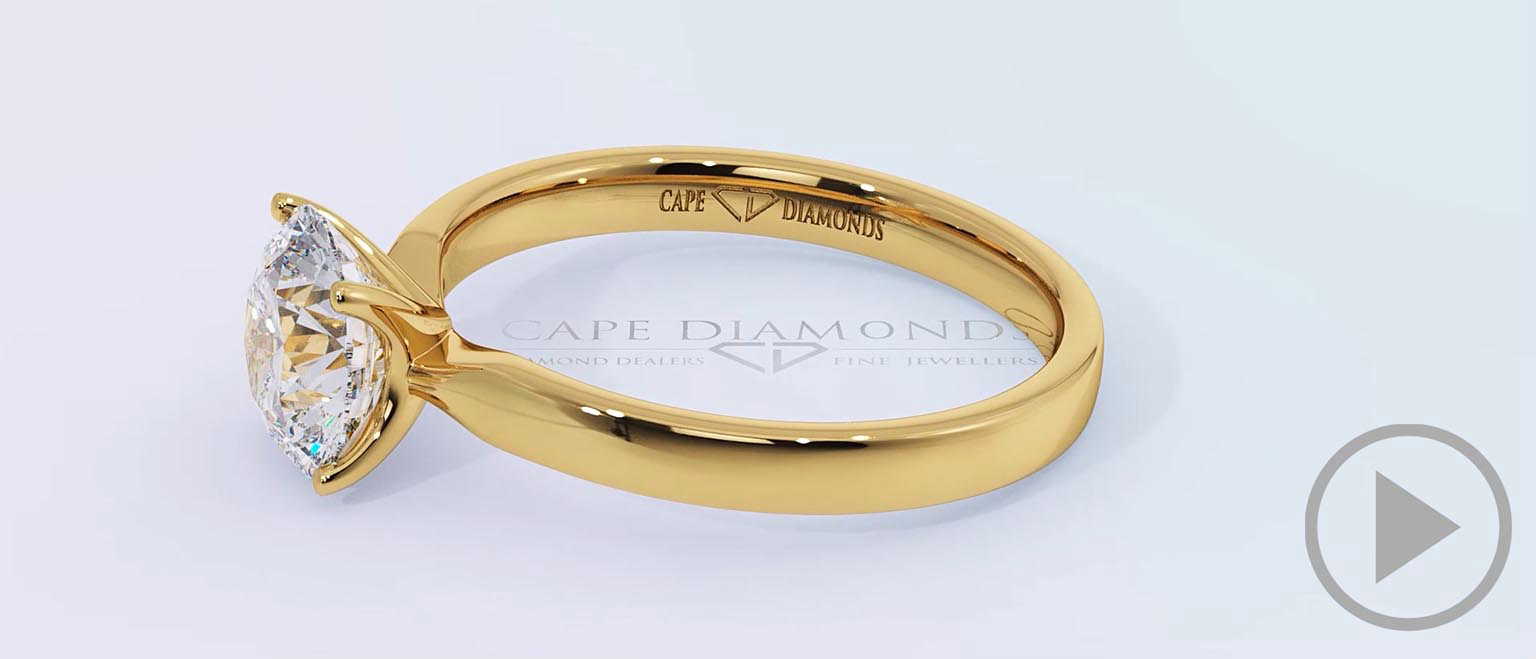 Four Claw Round Solitaire Lab Grown Diamond Engagement Ring Yellow Gold top video