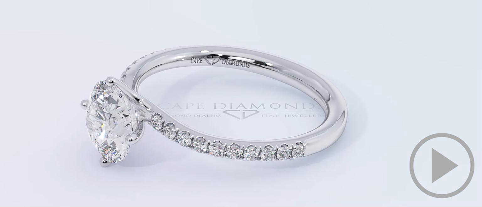 Four 4 Claw Twist Micro Setting Natural Diamond Engagement Ring Platinum top video