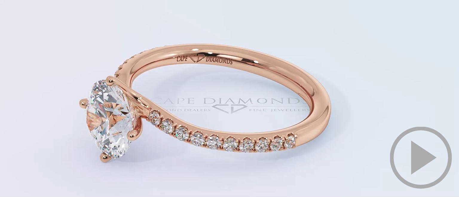 Four 4 Claw Twist Micro Setting Natural Diamond Engagement Ring Rose Gold top video