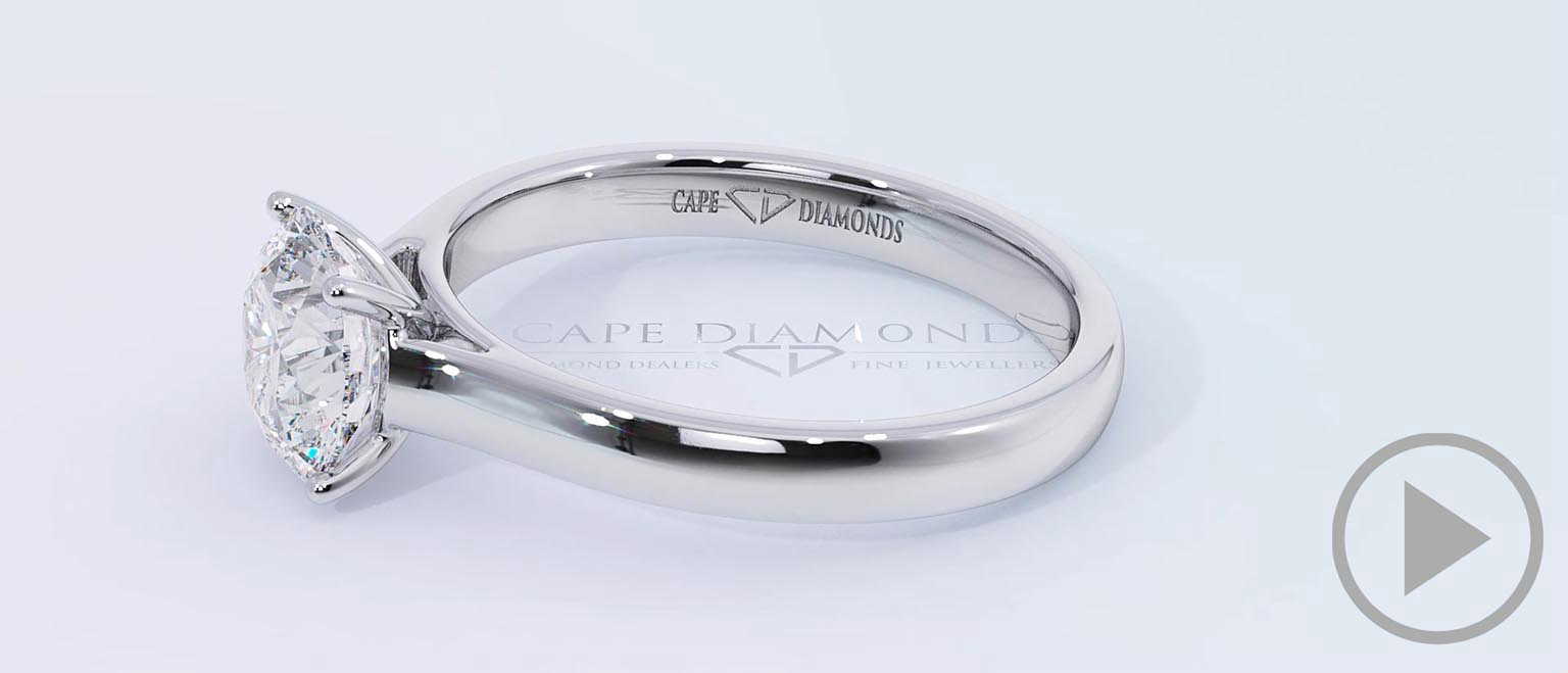 Four Claw Raised Solitaire Natural Diamond Engagement Ring White Gold top video