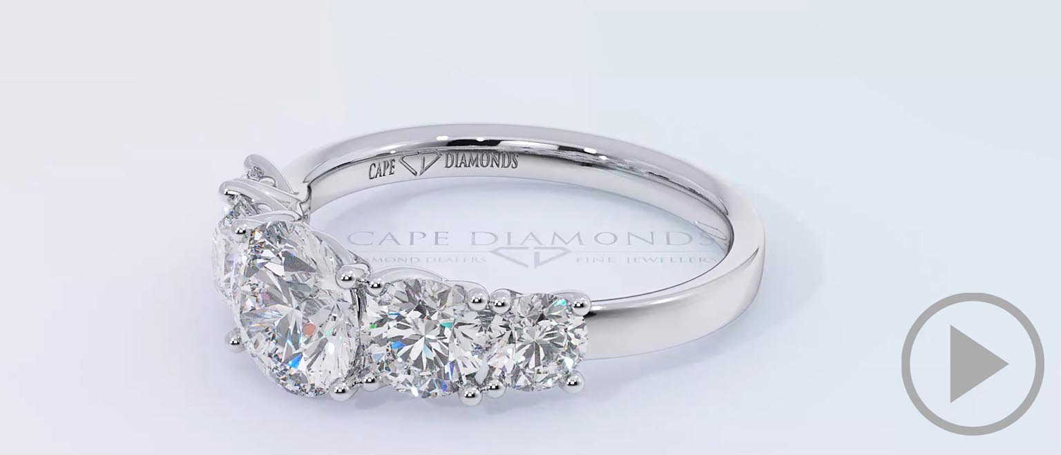 Five Natural Diamond Engagement Ring White Gold top video