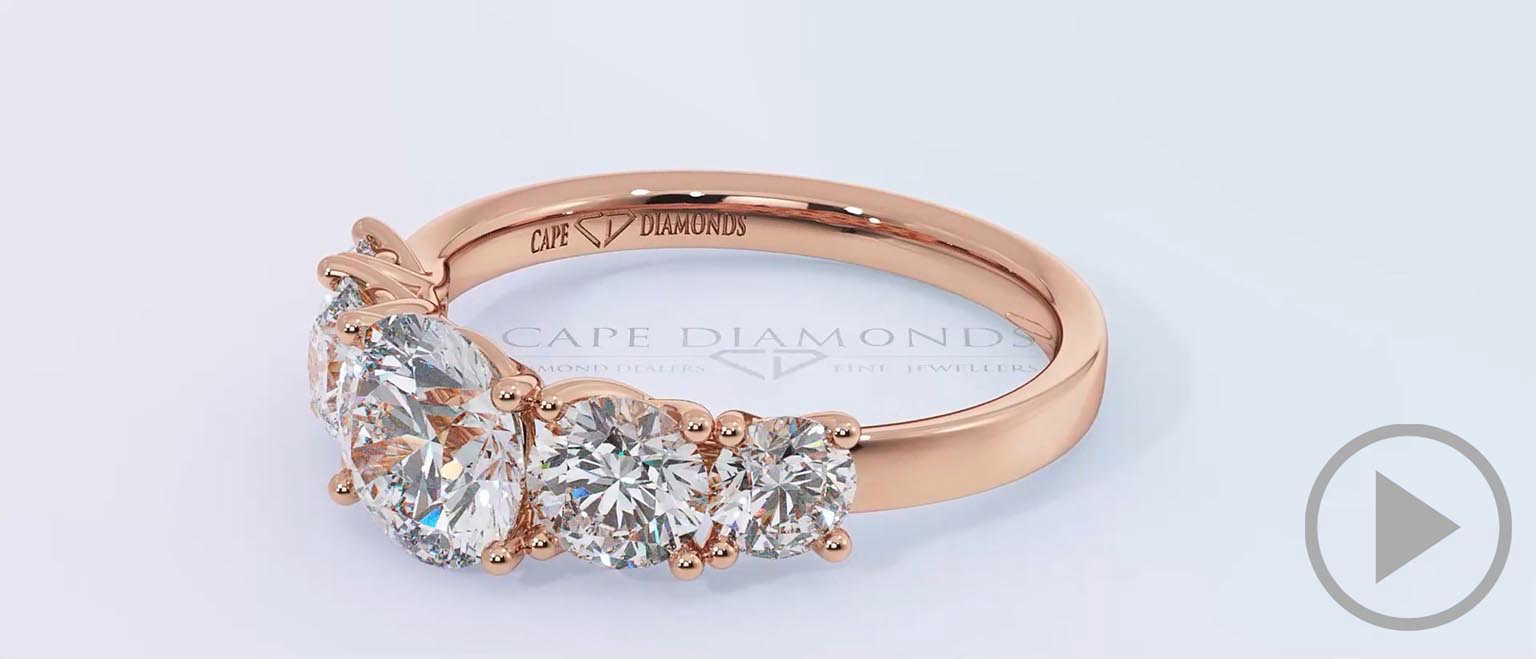Five Natural Diamond Engagement Ring Rose Gold top video