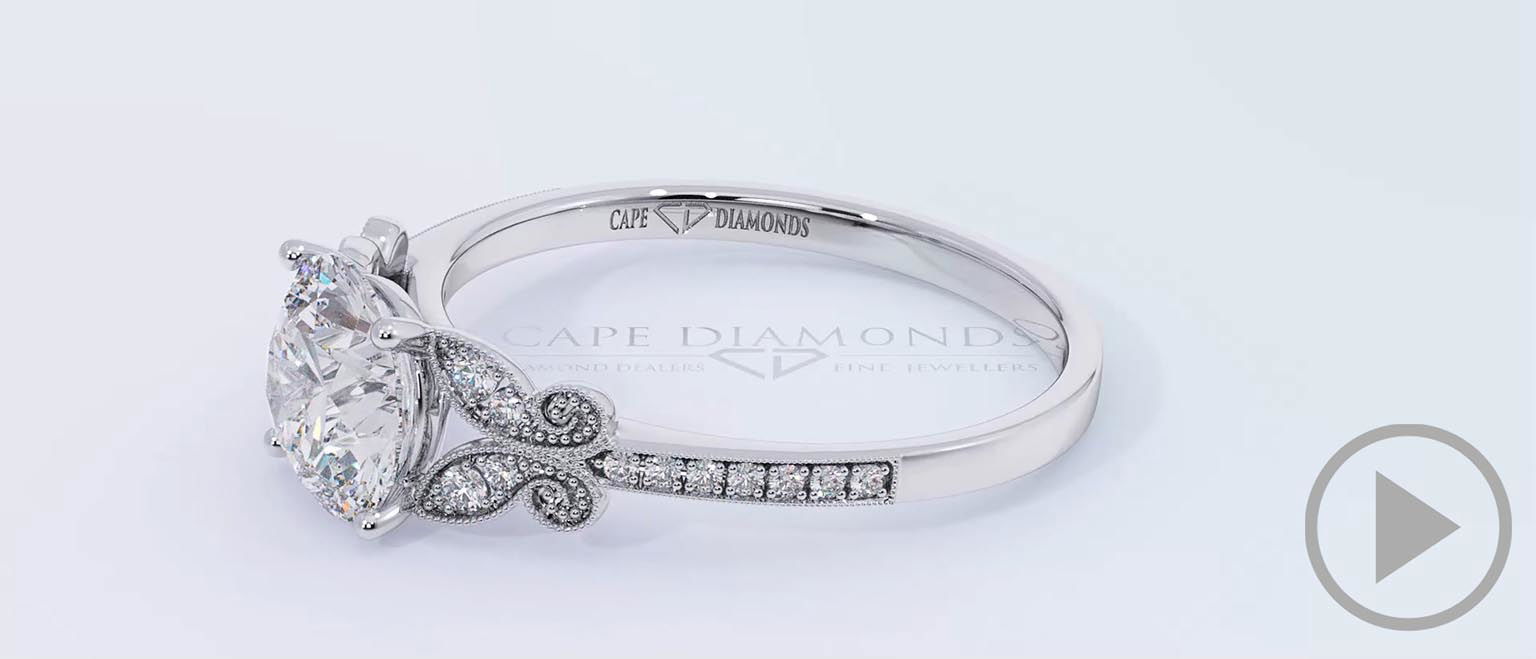 Butterfly Natural Diamond Engagement Ring White Gold top video