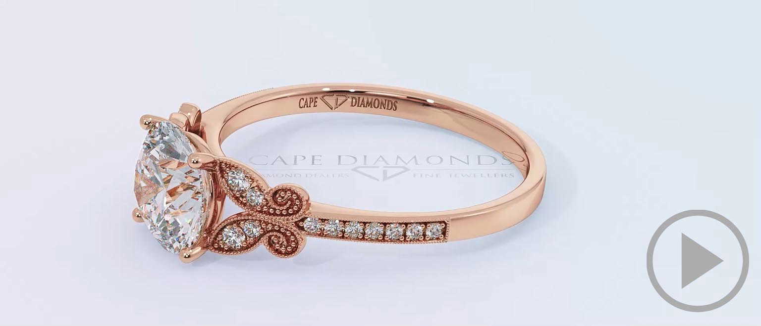 Butterfly Lab Grown Diamond Engagement Ring Rose Gold top video