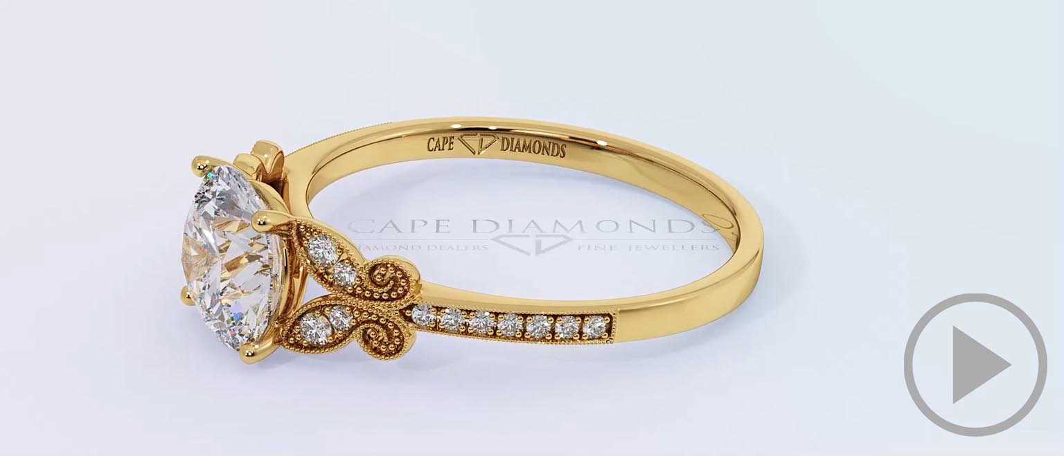 Butterfly Natural Diamond Engagement Ring Yellow Gold top video