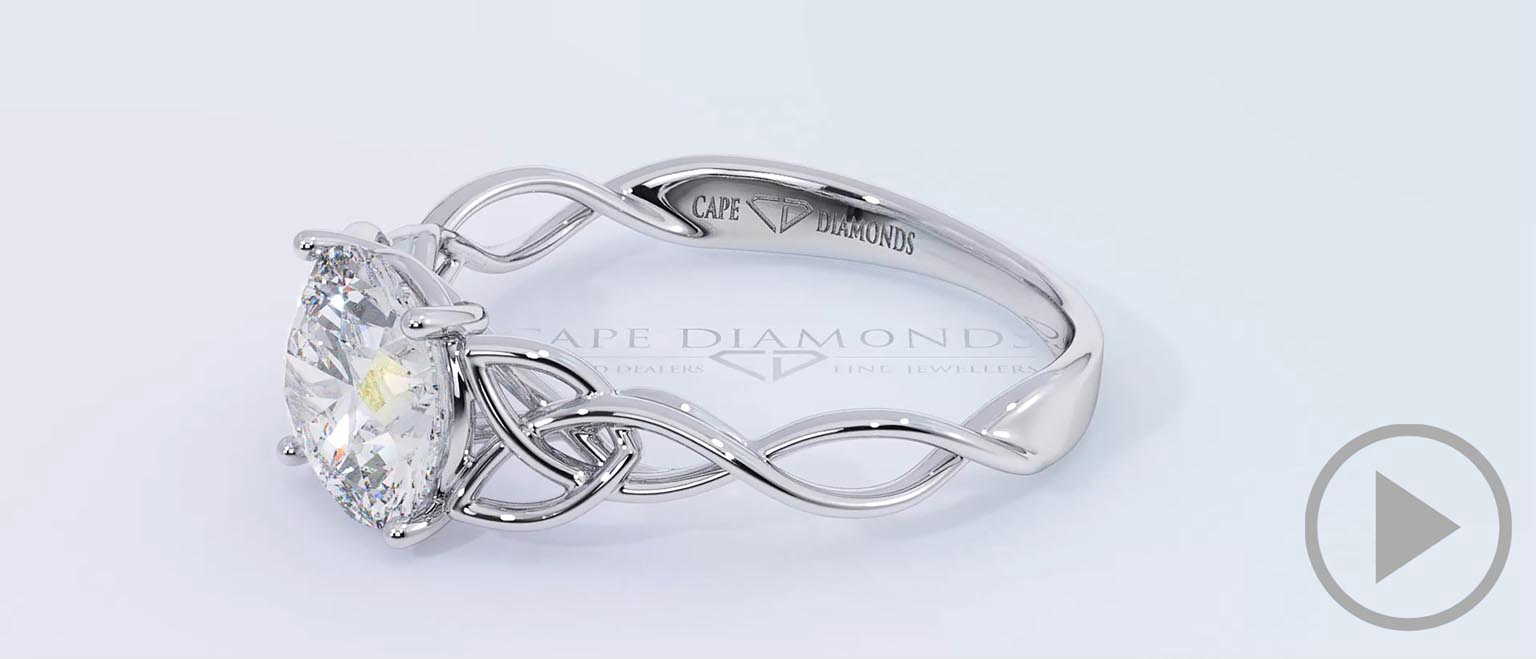 Round 4 Claw Ornate Celtic Natural Diamond Engagement Ring White Gold top video