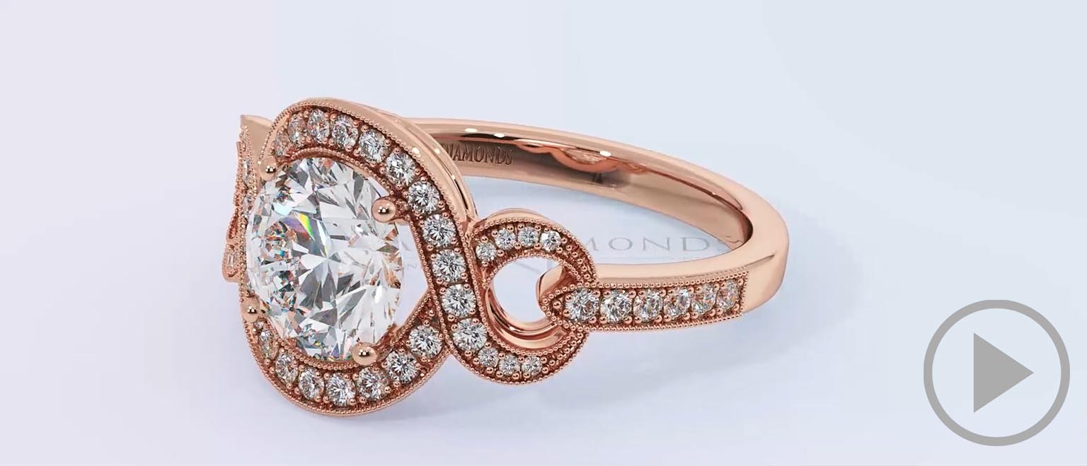 Halo Crossover Infinity Engagement Ring Rose Gold top video