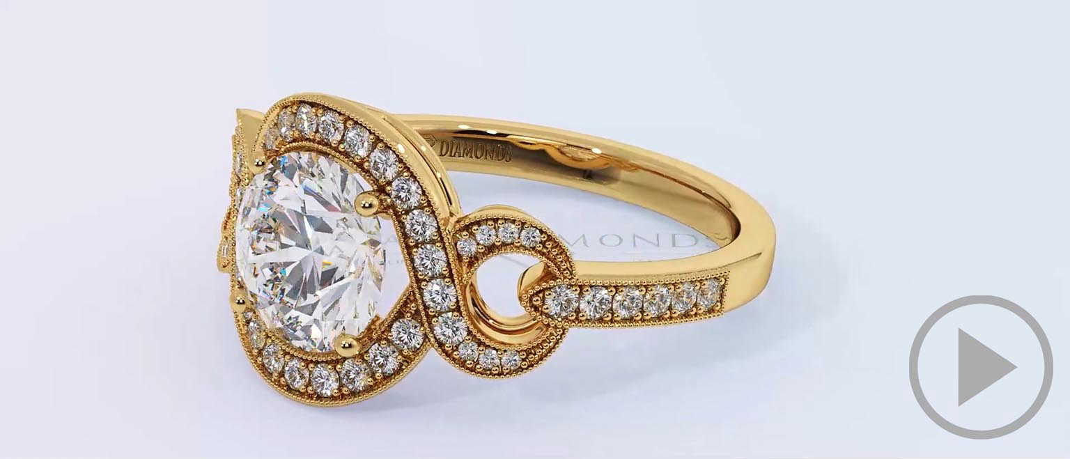 Halo Crossover Infinity Engagement Ring Yellow Gold top video