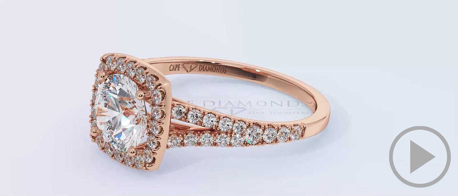 A Split Band Halo Engagement Ring Rose Gold top video