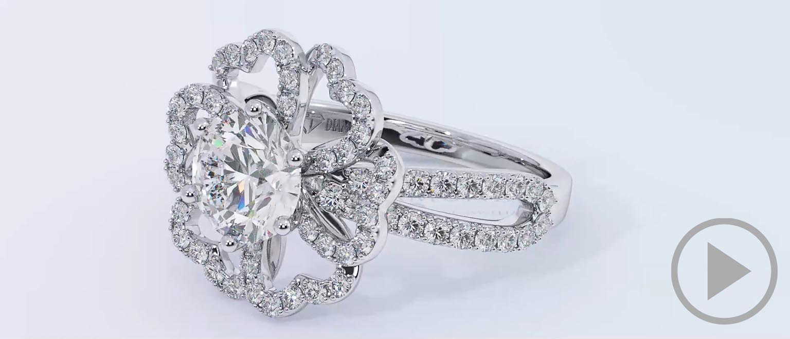 The Petal Heart Halo Natural Diamond Engagement Ring Platinum top video