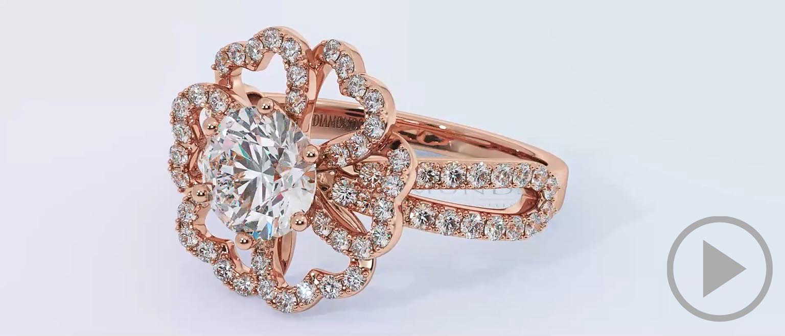 The Petal Heart Halo Lab Grown Diamond Engagement Ring Rose Gold top video