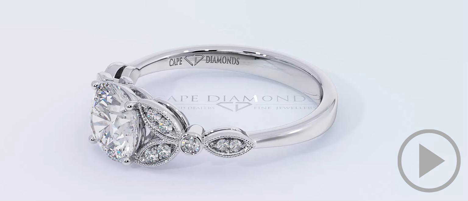 Solitaire 4 Claw Filigree Natural Diamond Engagement Ring Platinum top video