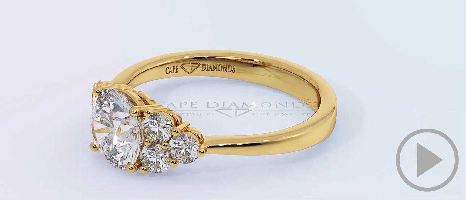 Multi Stone Cluster Engagement Ring Yellow Gold top video
