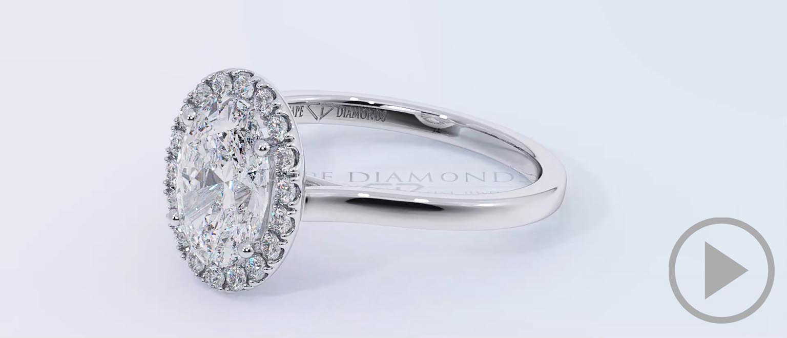 Oval Halo Pave Setting Natural Diamond Engagement Ring White Gold top video