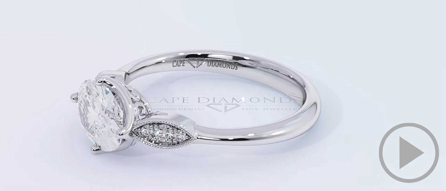 Antique Oval Lab Grown Diamond Engagement Ring Platinum top video