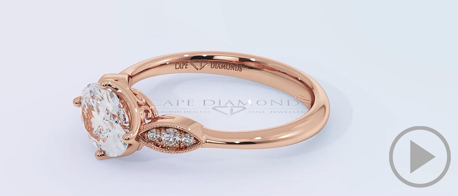 Antique Oval Natural Diamond Engagement Ring Rose Gold top video
