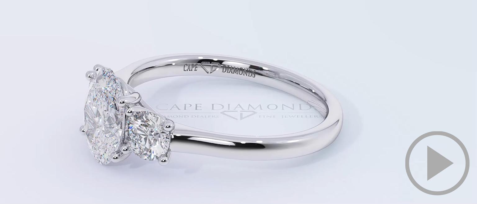 Trilogy Oval Lab Grown Diamond Engagement Ring White Gold top video