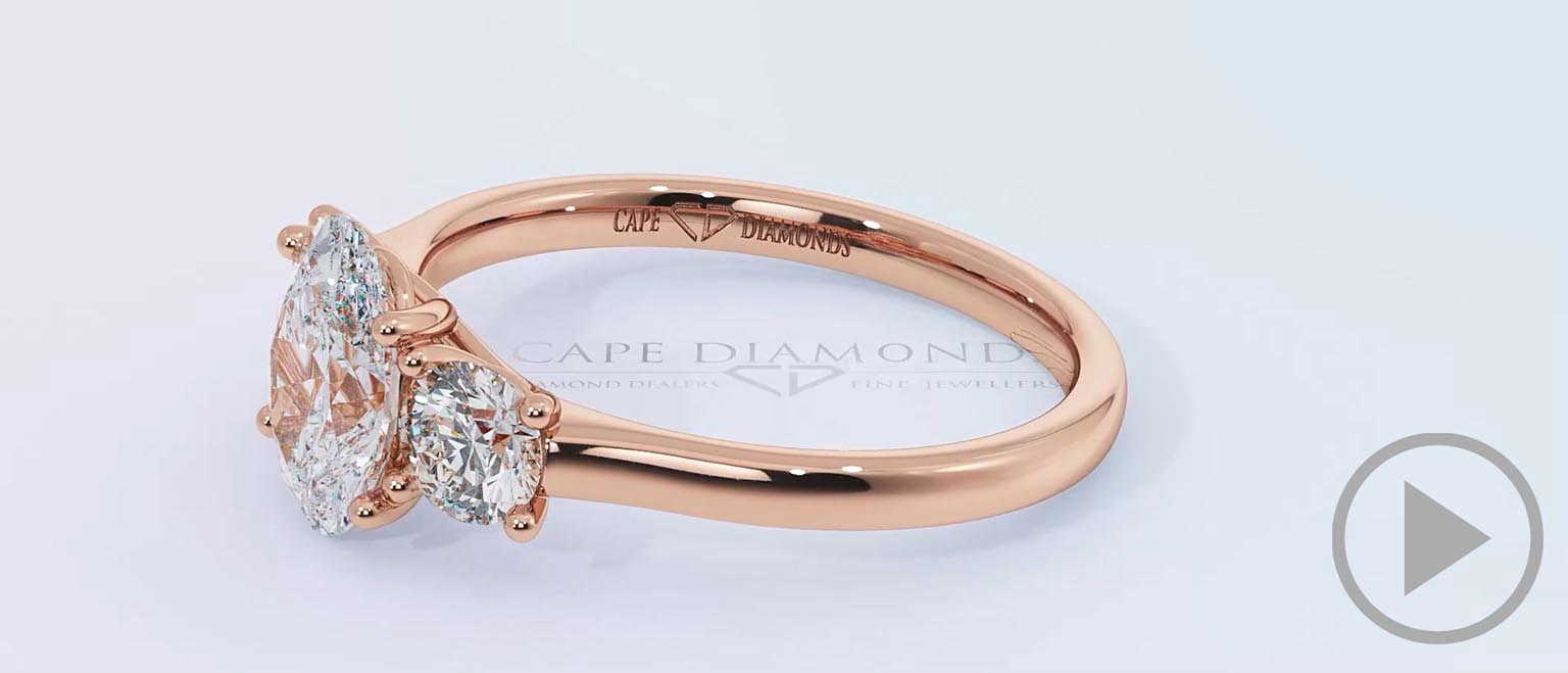 Trilogy Oval Lab Grown Diamond Engagement Ring Rose Gold top video