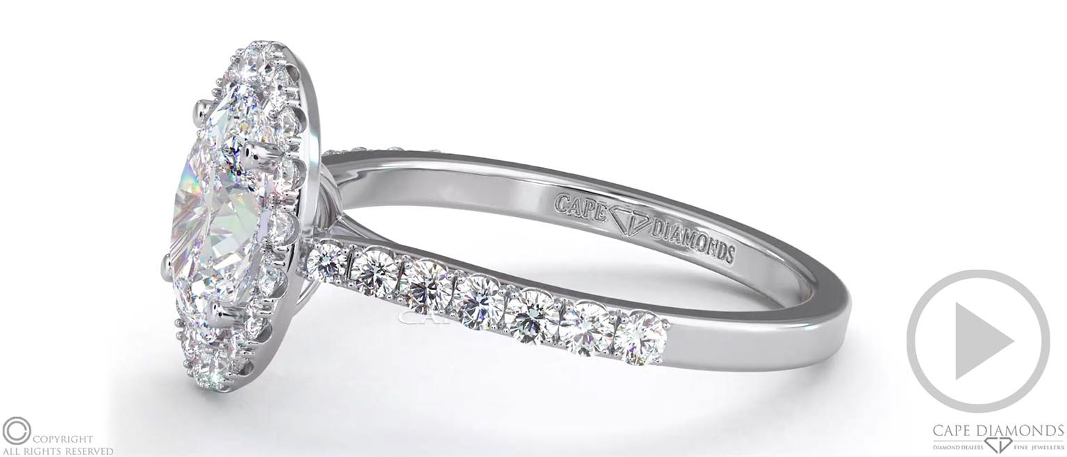 Stylish Oval Halo Lab Grown Diamond Engagement Ring White Gold top video