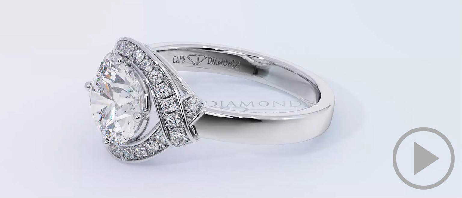Round Pave Overlap Halo Lab Grown Diamond Engagement Ring White Gold top video