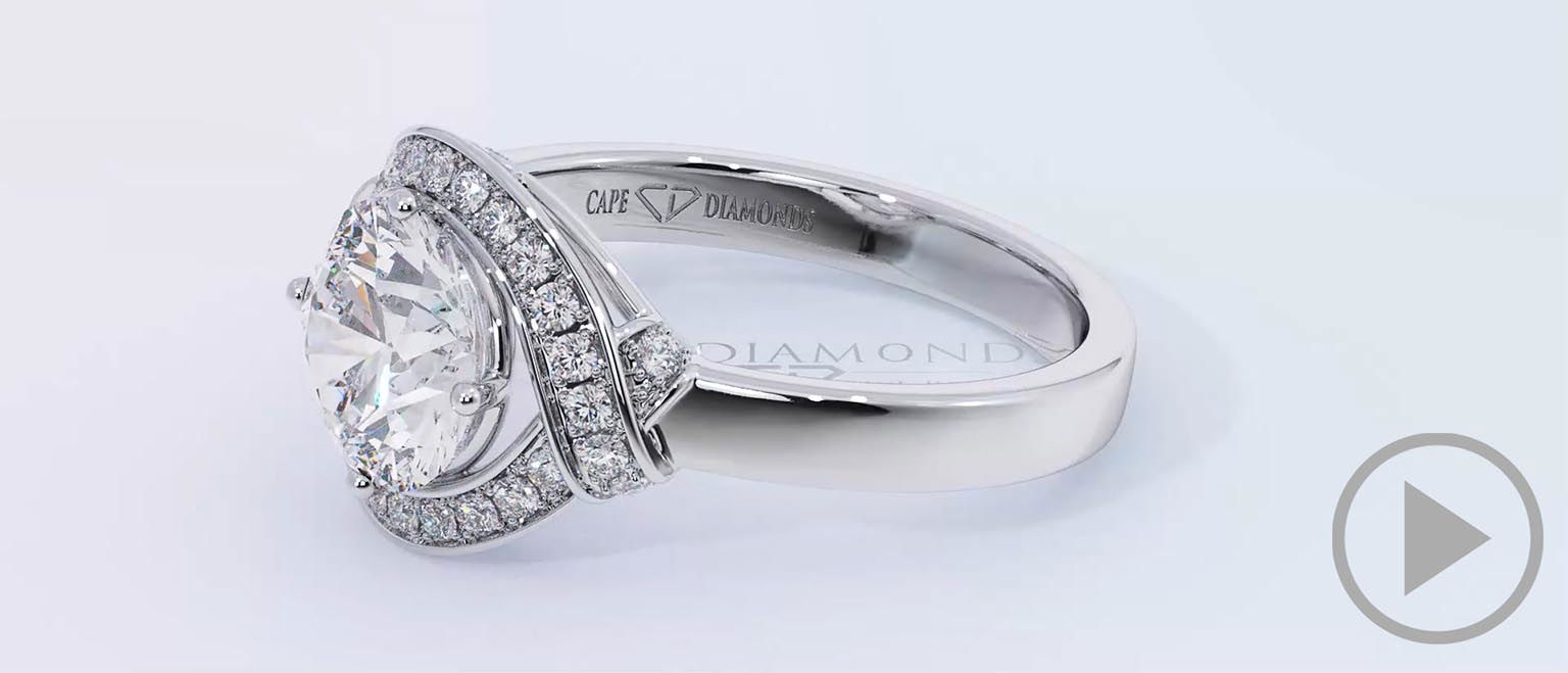 Round Pave Overlap Halo Natural Diamond Engagement Ring White Gold top video