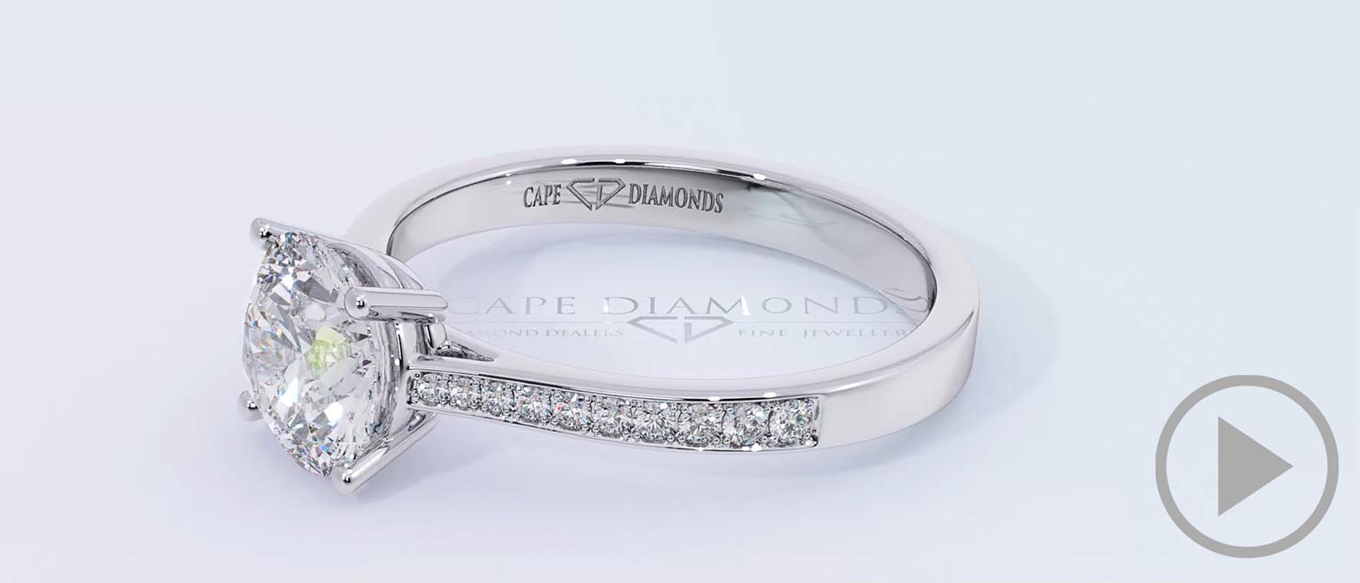 Four Claw Pave Band Lab Grown Diamond Engagement Ring Platinum top video