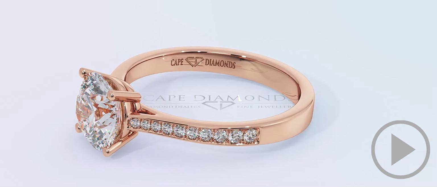 Four Claw Pave Band Lab Grown Diamond Engagement Ring Rose Gold top video