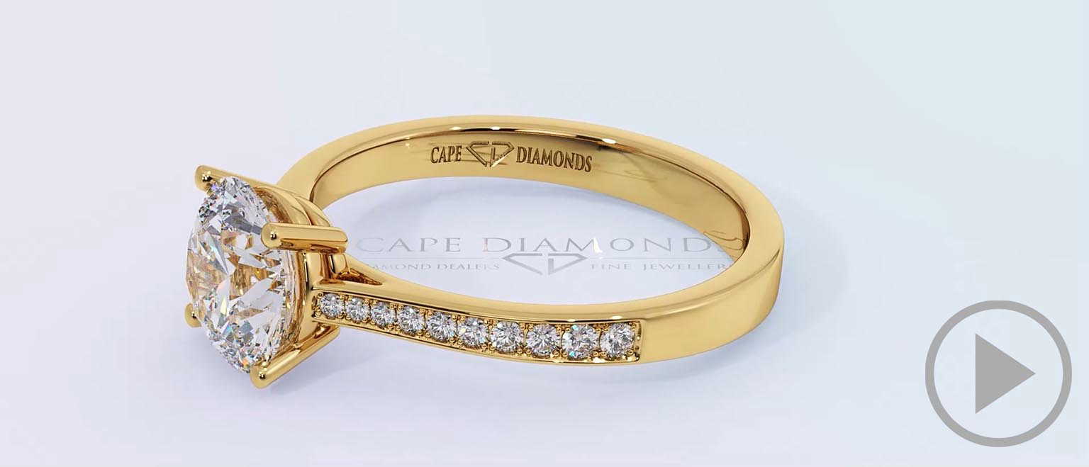 Four Claw Pave Band Natural Diamond Engagement Ring Yellow Gold top video