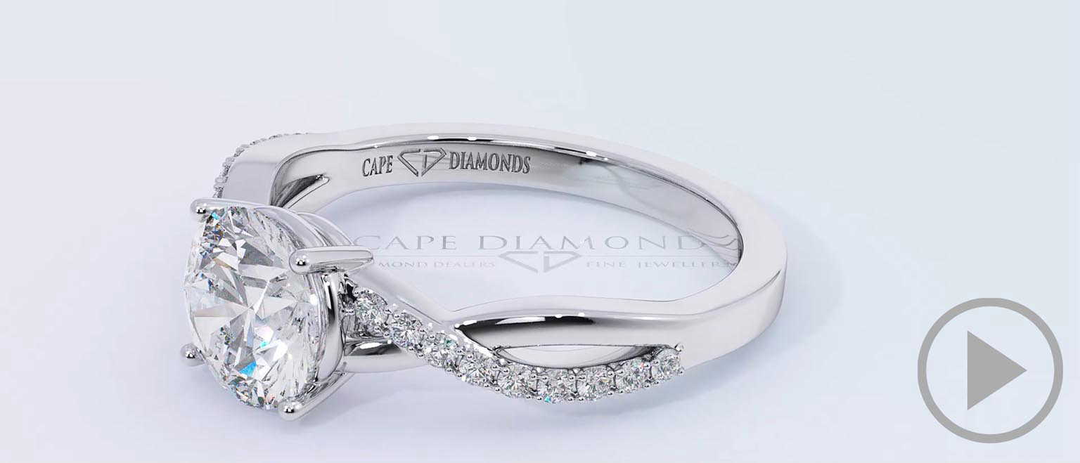 Split Pavé Round Twist Natural Diamond Engagement Ring White Gold top video