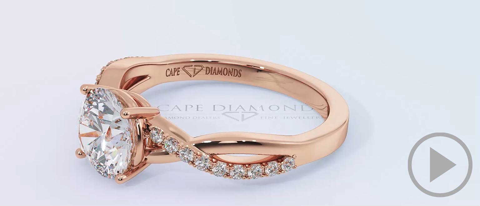 Split Pavé Round Twist Lab Grown Diamond Engagement Ring Rose Gold top video