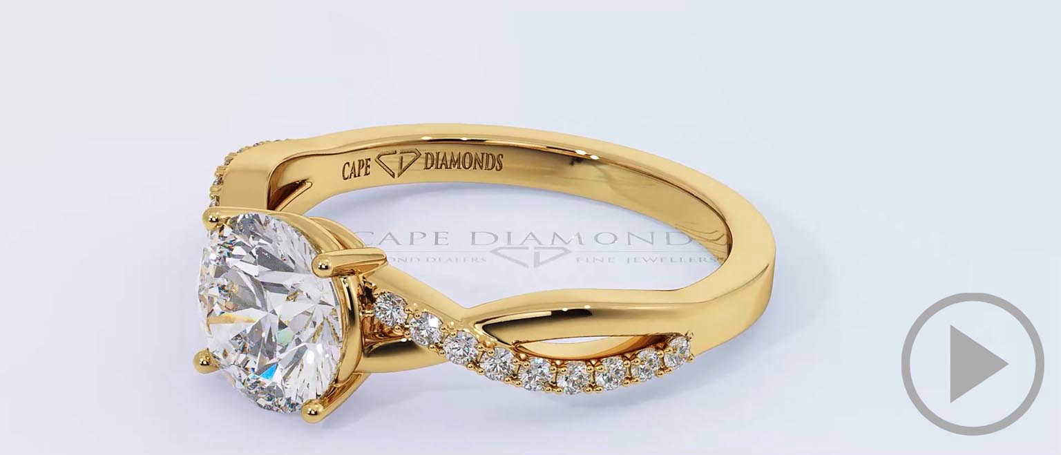 Split Pavé Round Twist Natural Diamond Engagement Ring Yellow Gold top video
