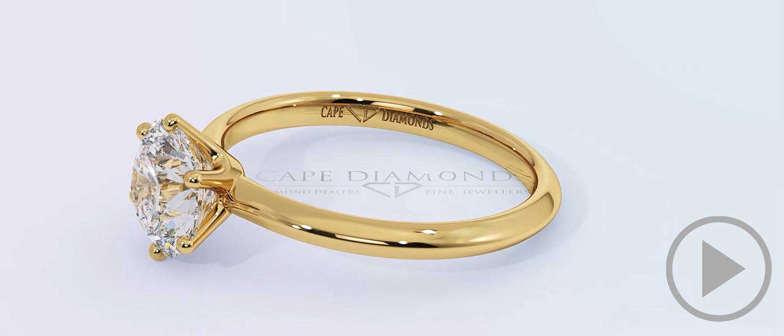6-Prong Solitaire Round Lab Grown Diamond Setting Yellow Gold top video