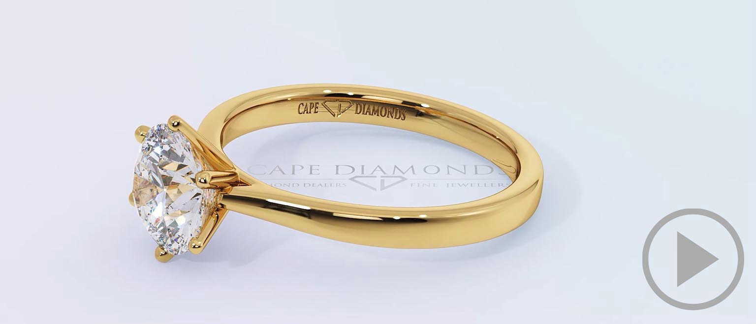 Round Solitaire 6 Claw Lab Grown Diamond Engagement Ring Yellow Gold top video