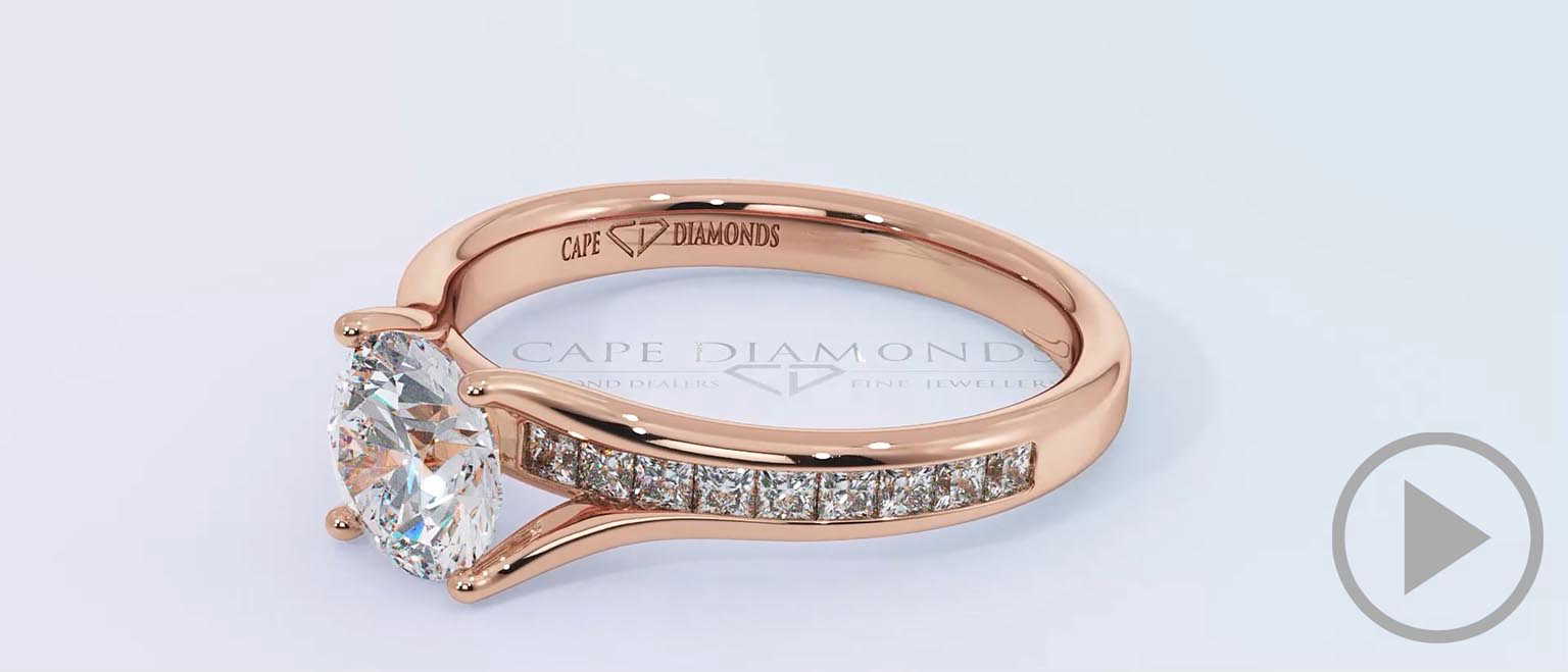 Round Tension Set 4 Claw Channel Pave Lab Grown Diamond Engagement Ring Rose Gold top video