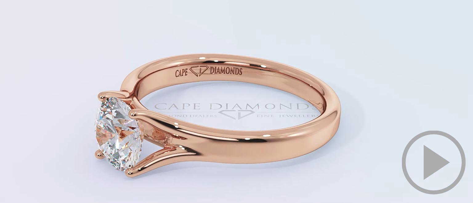 Round 4 Claw Solitaire Natural Diamond Engagement Ring Rose Gold top video