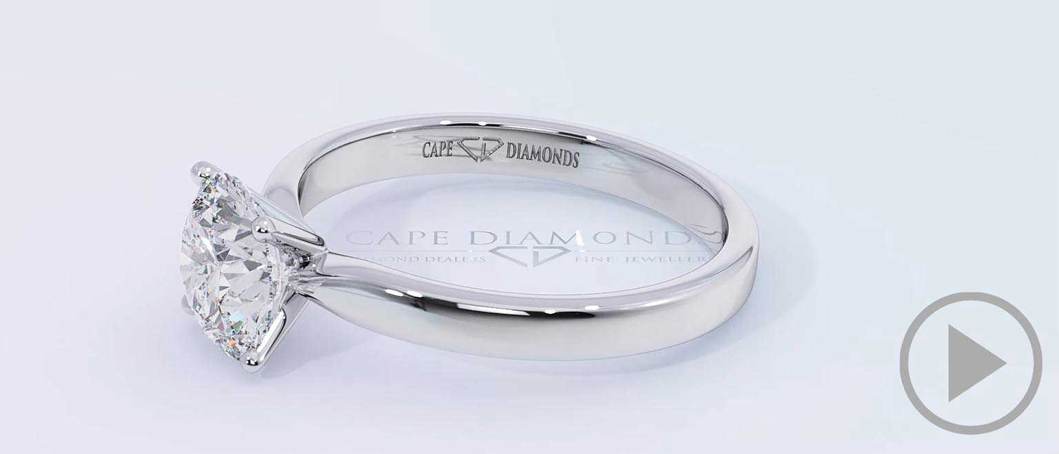 Round Natural Diamond Straight 4-claw Setting Engagement Ring White Gold top video