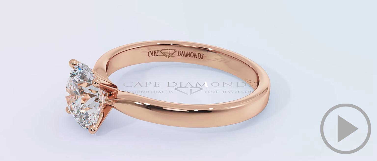 Round Natural Diamond Straight 4-claw Setting Engagement Ring Rose Gold top video