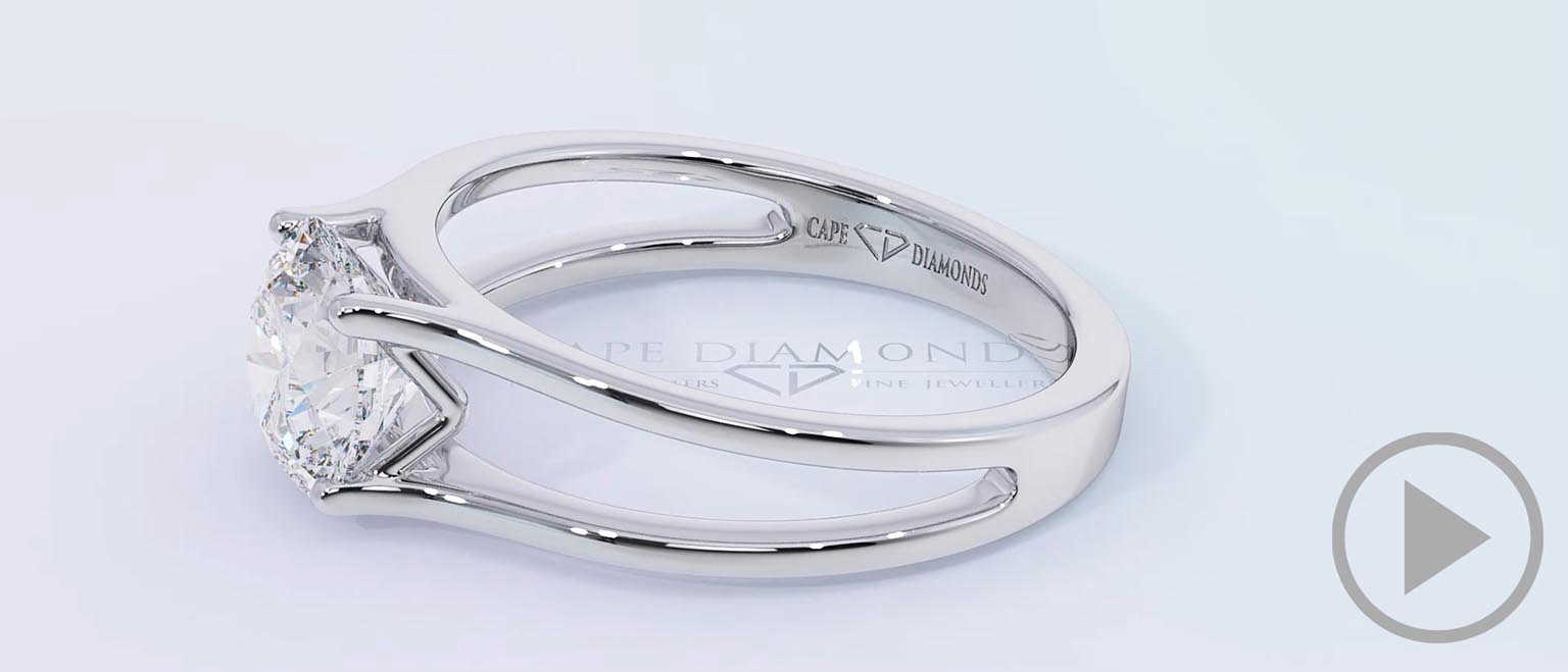 Solitaire Split Band Tension Set Natural Diamond Engagement Ring Platinum top video