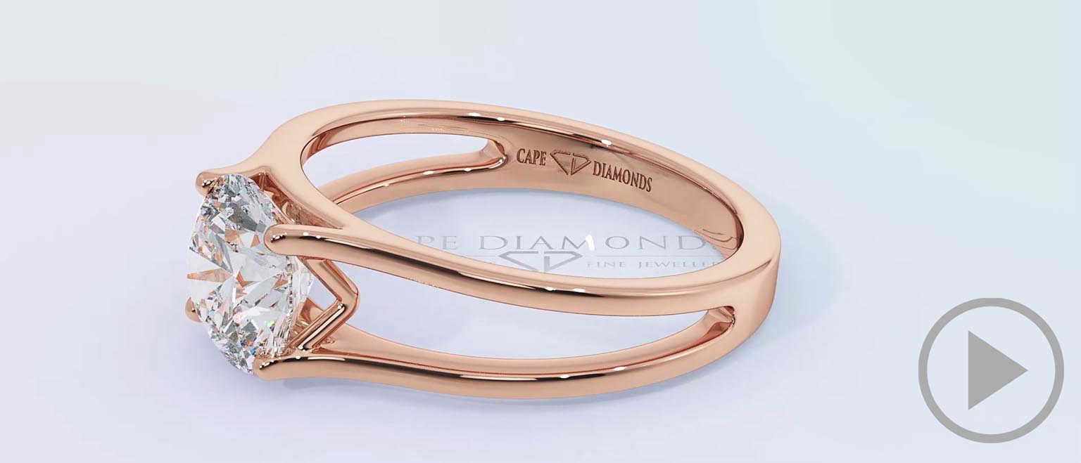 Solitaire Split Band Tension Set Natural Diamond Engagement Ring Rose Gold top video