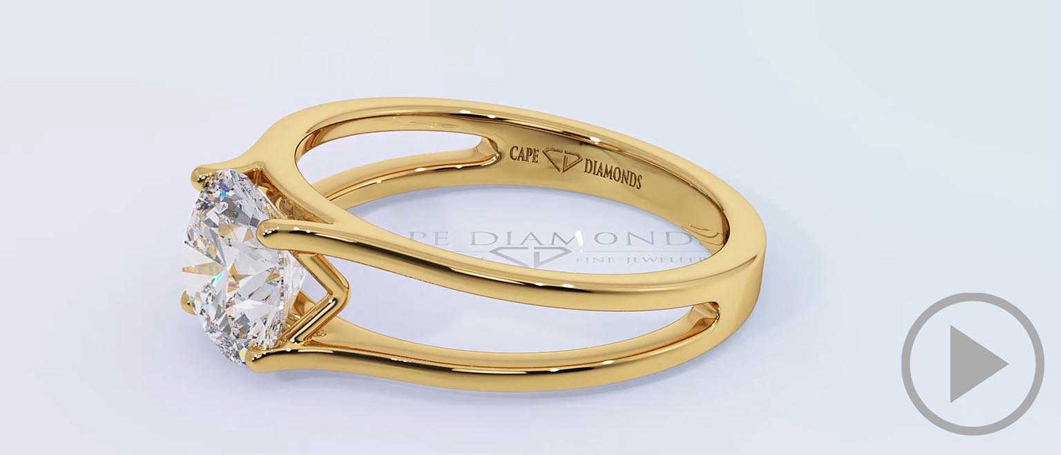 Solitaire Split Band Tension Set Natural Diamond Engagement Ring Yellow Gold top video