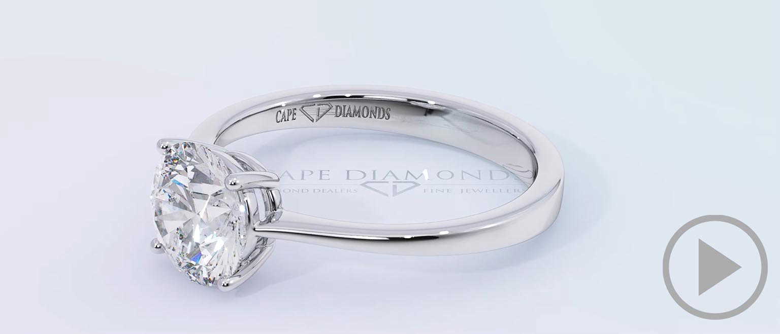 Solitaire 4-claw Round Natural Diamond Engagement Ring Platinum top video