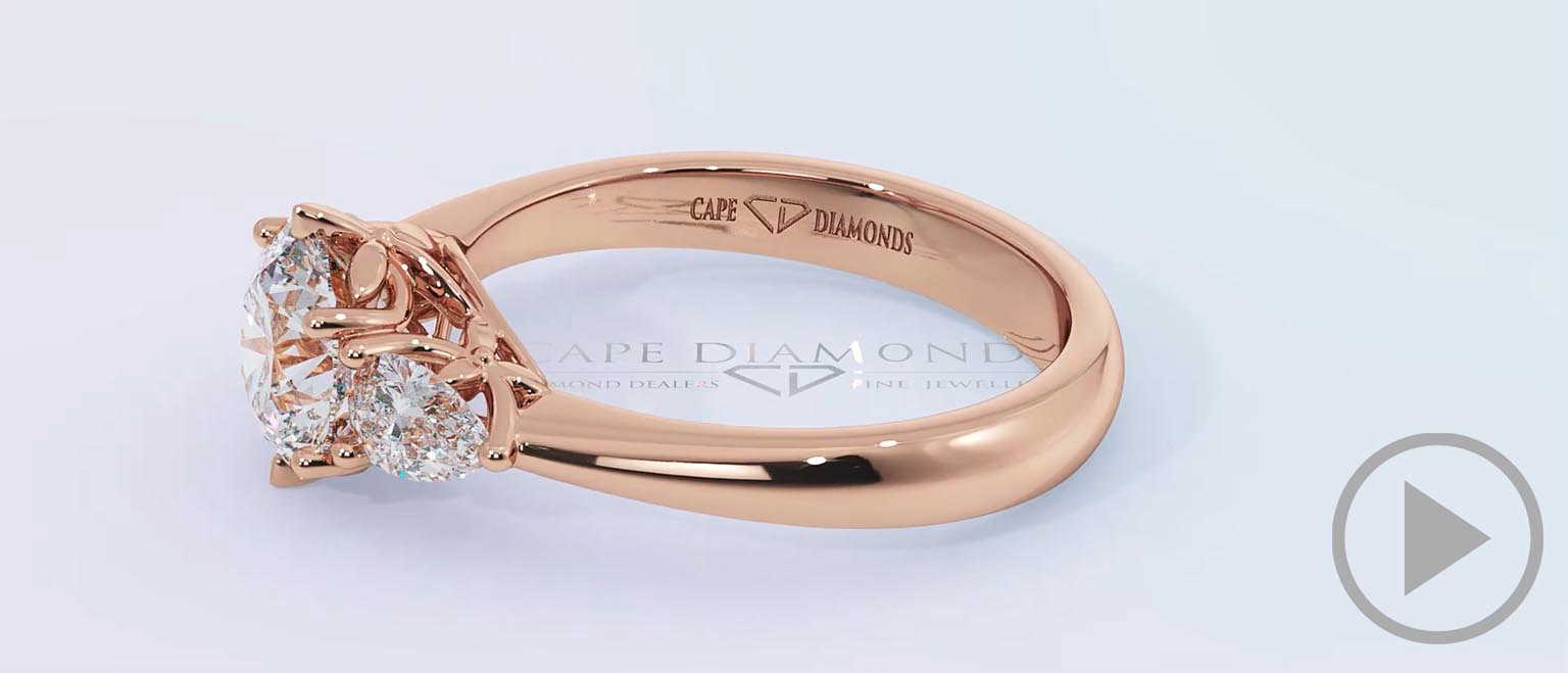 Trilogy Flower Natural Diamond And Engagement Ring Rose Gold top video