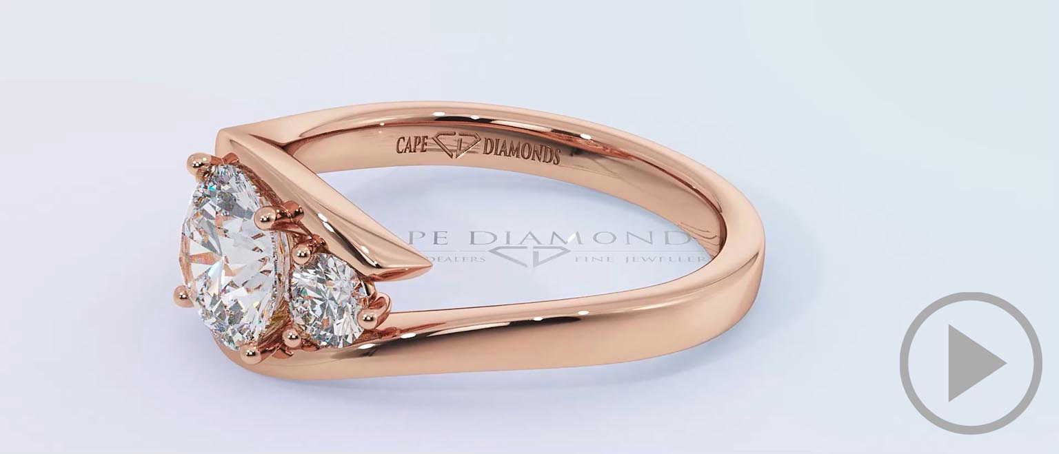 A 3 Stone Twist Natural Diamond Split Band Engagement Ring Rose Gold top video
