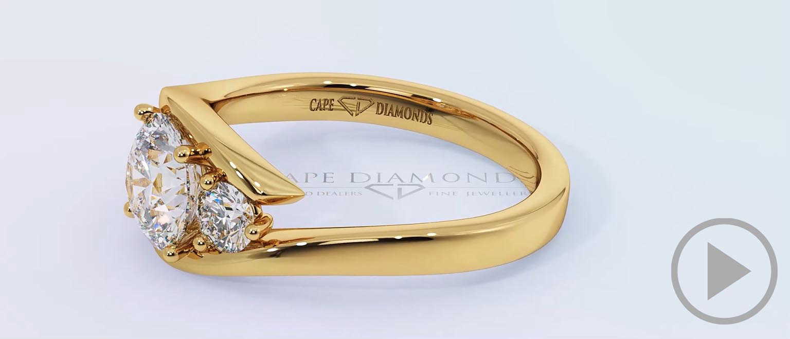 A 3 Stone Twist Lab Grown Diamond Split Band Engagement Ring Yellow Gold top video