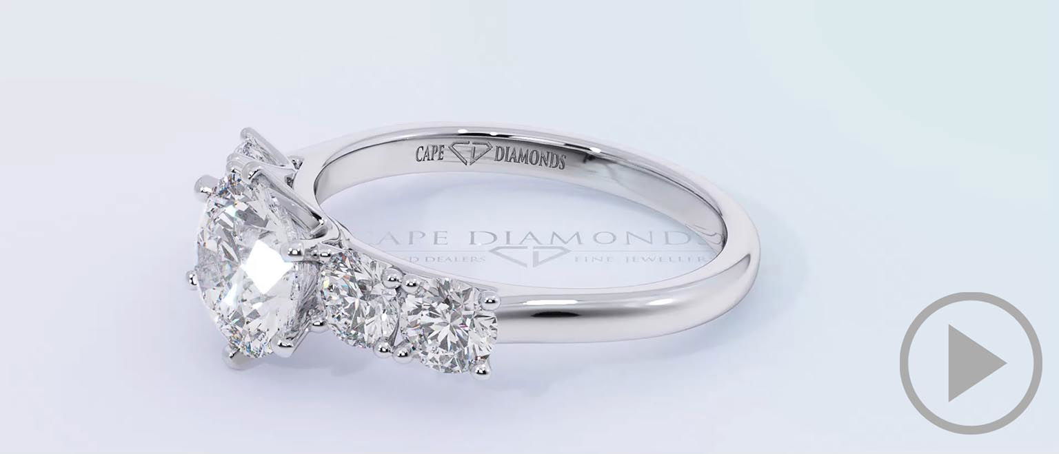 Five Brilliant Natural Diamond Engagement Ring White Gold top video