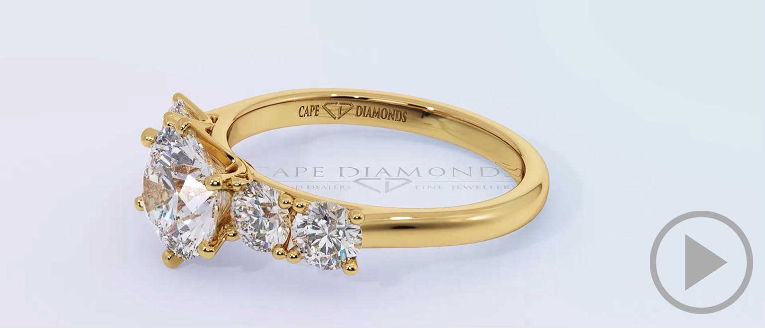 Five Brilliant Natural Diamond Engagement Ring Yellow Gold top video